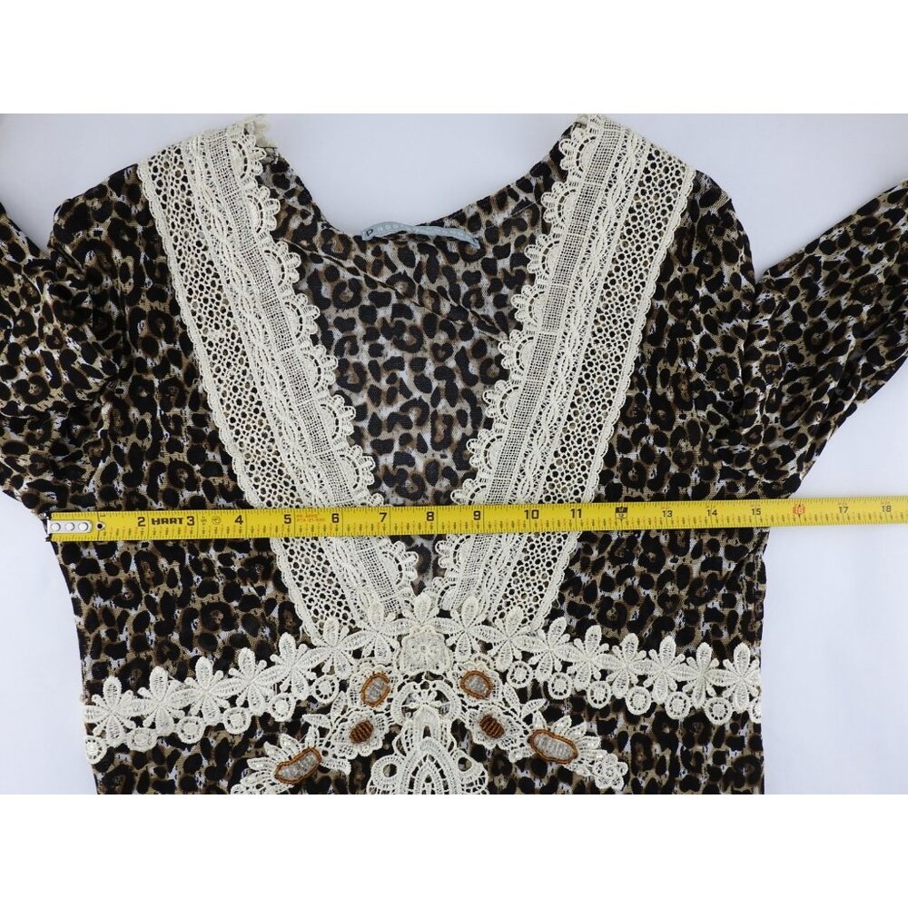 Vintage Passion Concept Leopard Lace Boho Tunic Top Womens Sz M Y2K - Picture 8 of 12